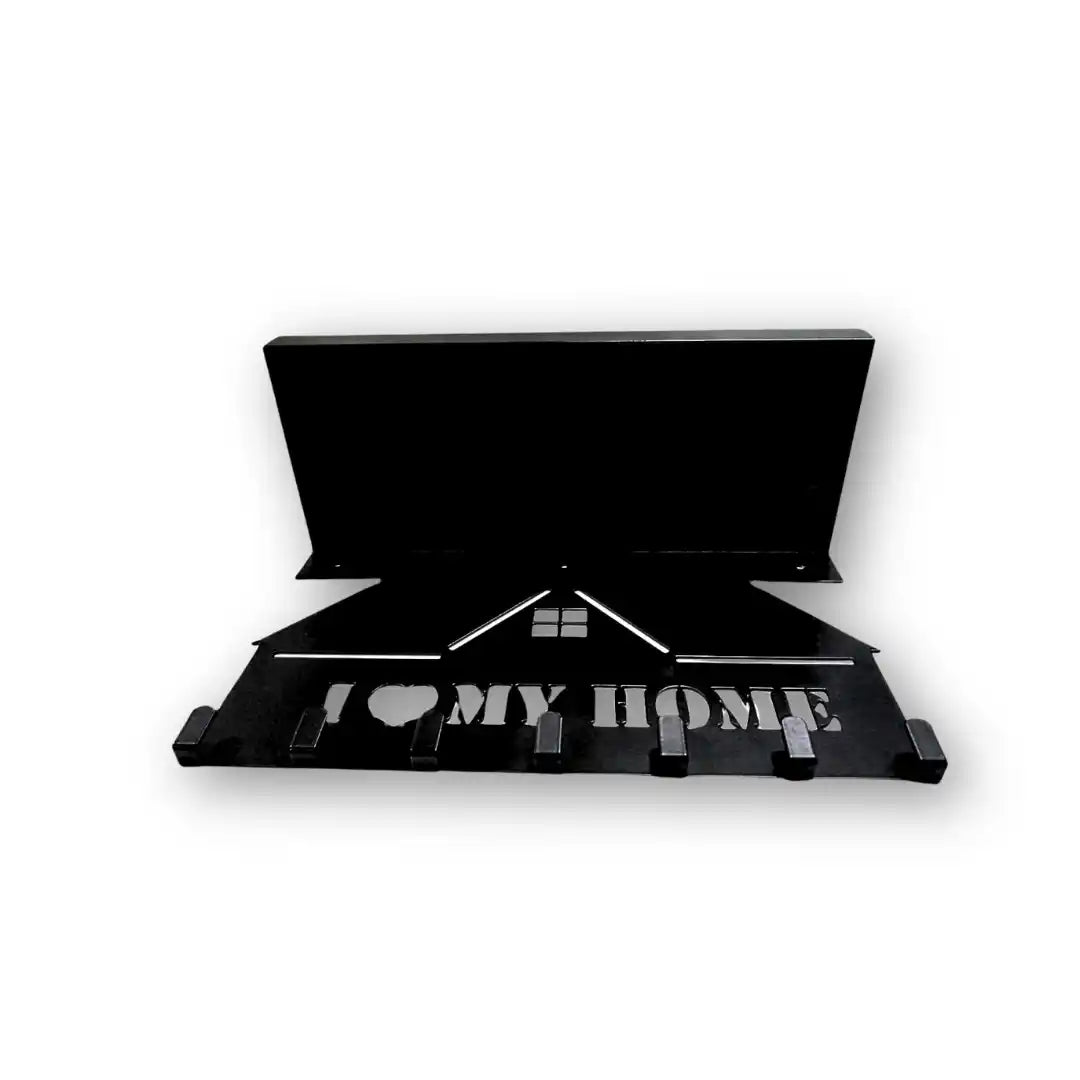 Wall-Mounted Key Holder with Shelf – “I Love My Home” Design