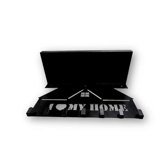 Wall-Mounted Key Holder with Shelf – “I Love My Home” Design
