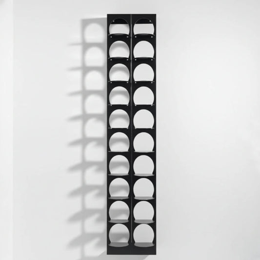 Wall-mounted metal shoe rack in matte black finish by MettiQ
