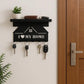 MettiQ 2-in-1 wall mounted metal key holder with shelf in matte black finish