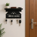 Wall-Mounted Key Holder with Shelf – “I Love My Home” Design