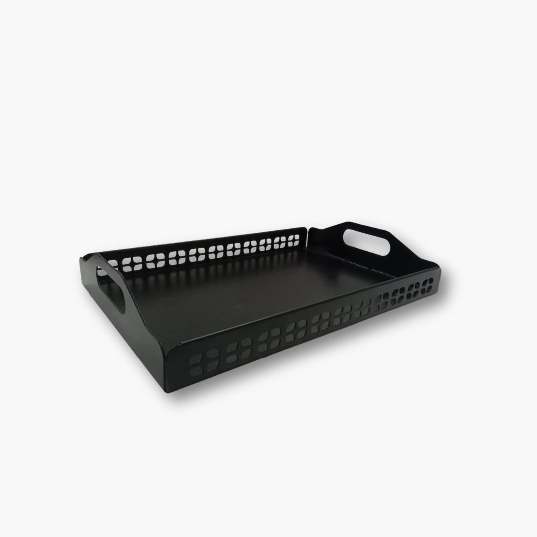 Matte black metal serving tray by MettiQ