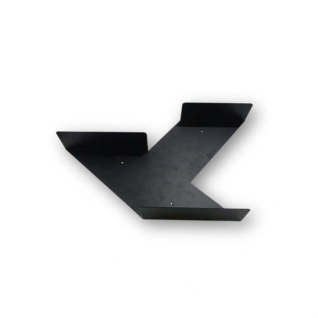 Modern arrow design metal wall shelf in matte black by MettiQ