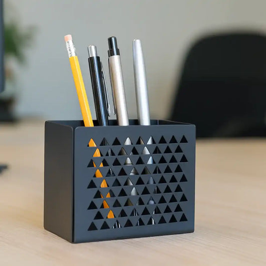 Black Metal Desk Pen Holder Organizer