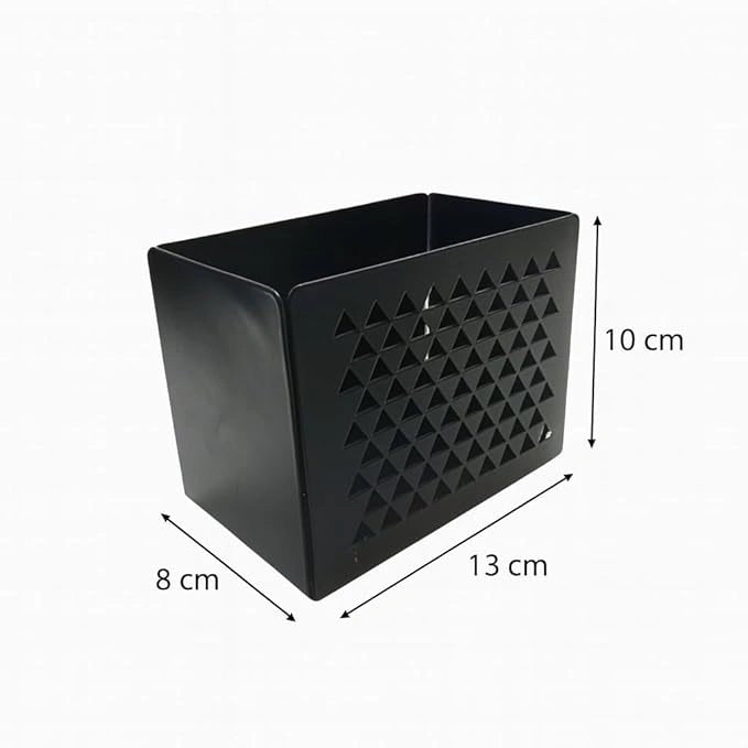 MettiQ black metal desk pen holder organizer