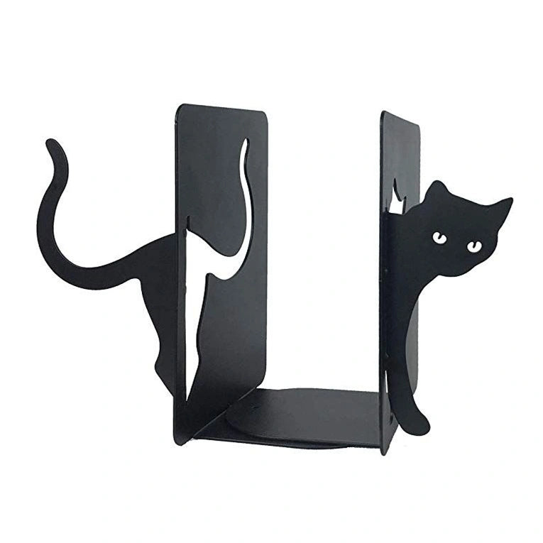 Decorative cat bookends in matte black metal by MettiQ