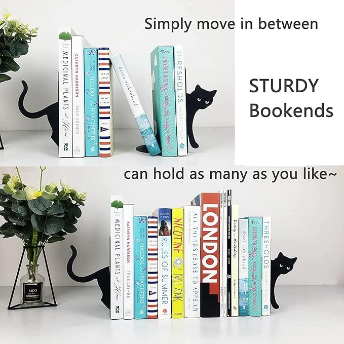 Decorative cat bookends in matte black metal by MettiQ