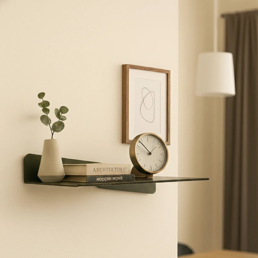 Modern bent metal floating shelf in matte black by MettiQ