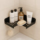 MettiQ black wall mounted bathroom corner shelf metal organizer