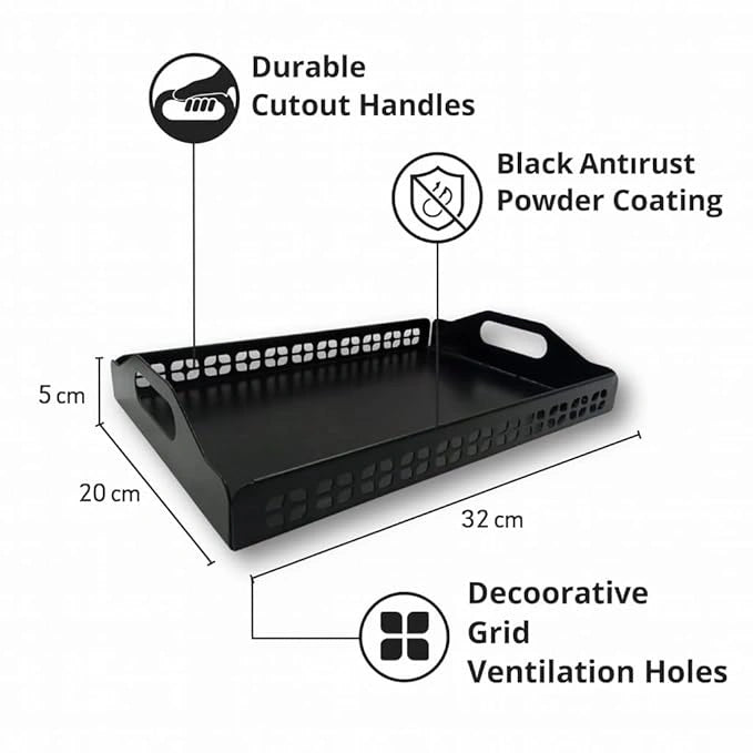 Matte black metal serving tray by MettiQ