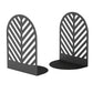 Metal leaf bookends with matte black powder-coated finish