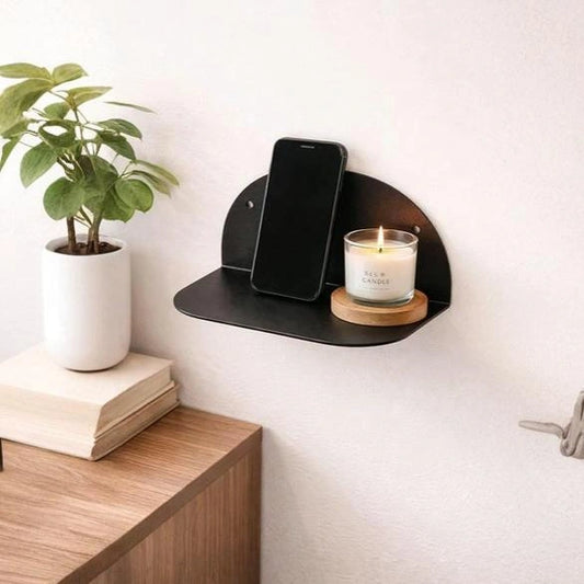 MettiQ modern wall mounted shelf matte black metal