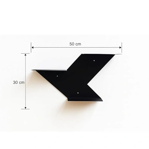 Modern arrow design metal wall shelf in matte black by MettiQ