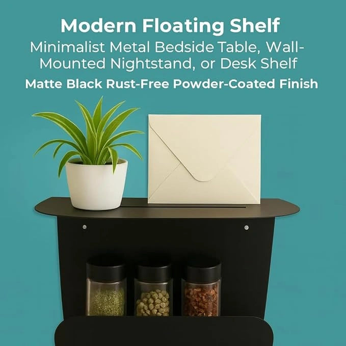 Modern floating metal bedside shelf by MettiQ