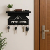 Wall-Mounted Key Holder with Shelf – “I Love My Home” Design