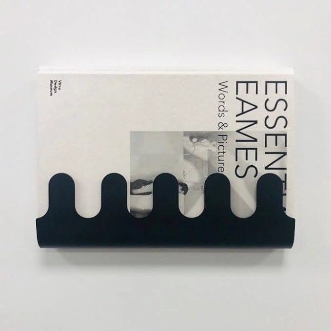 Wall-mounted metal hanger and shelf in matte black finish
