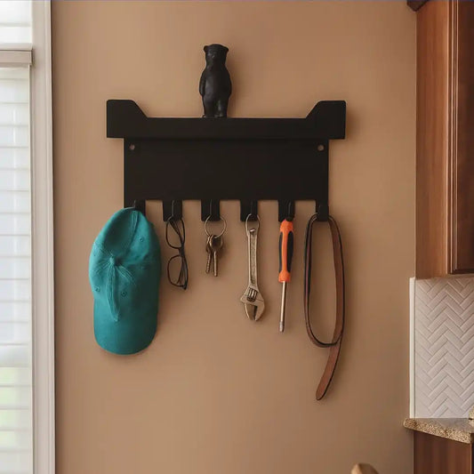 Wall-Mounted Metal Key & Accessories Holder with Shelf