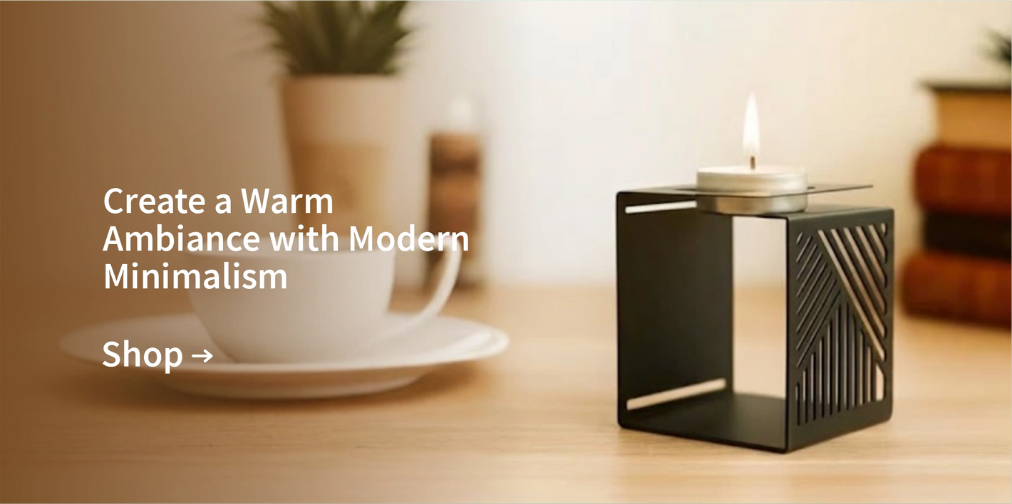 Modern minimalist metal candle holder for warm home decor by MettiQ