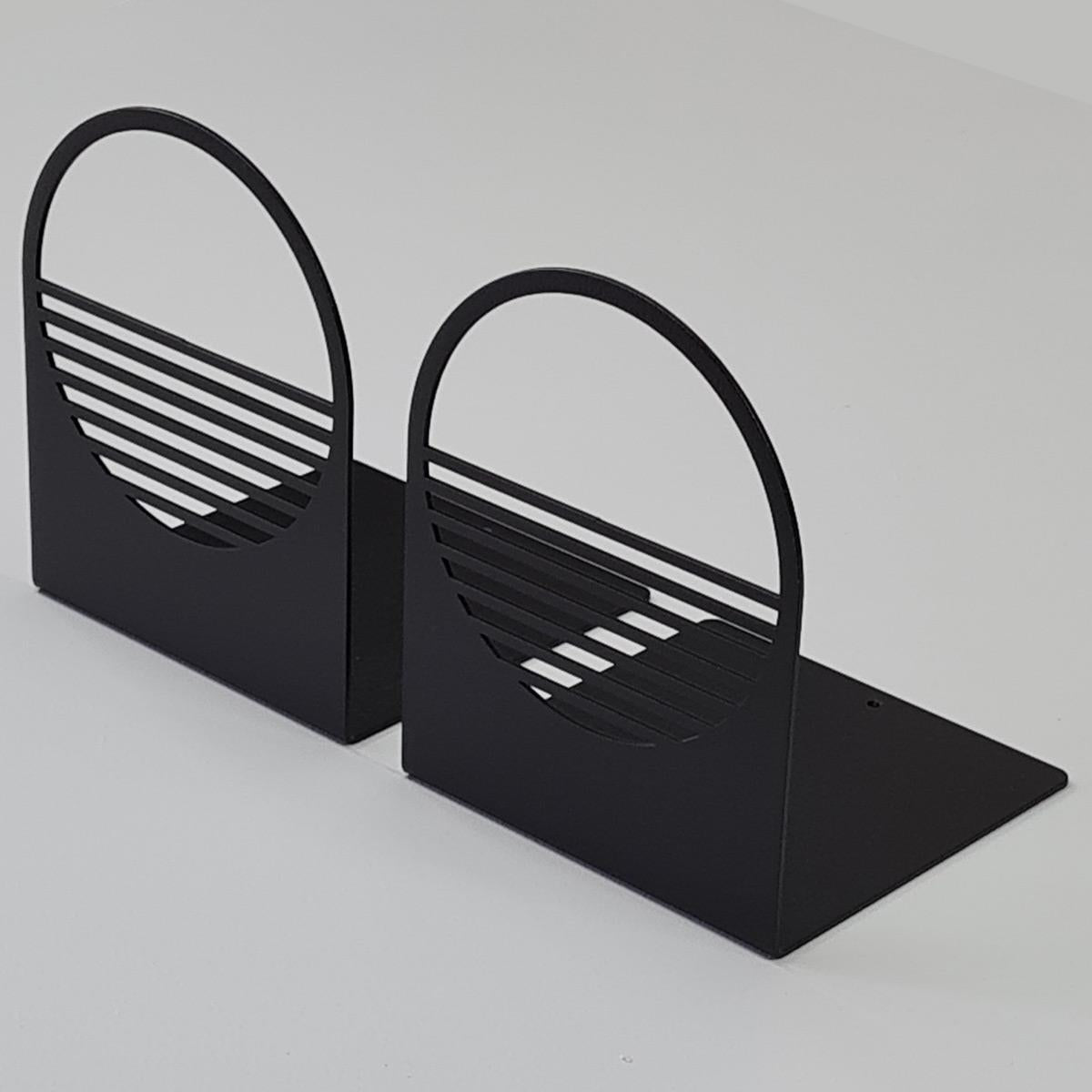 Matte black metal bookends by MettiQ