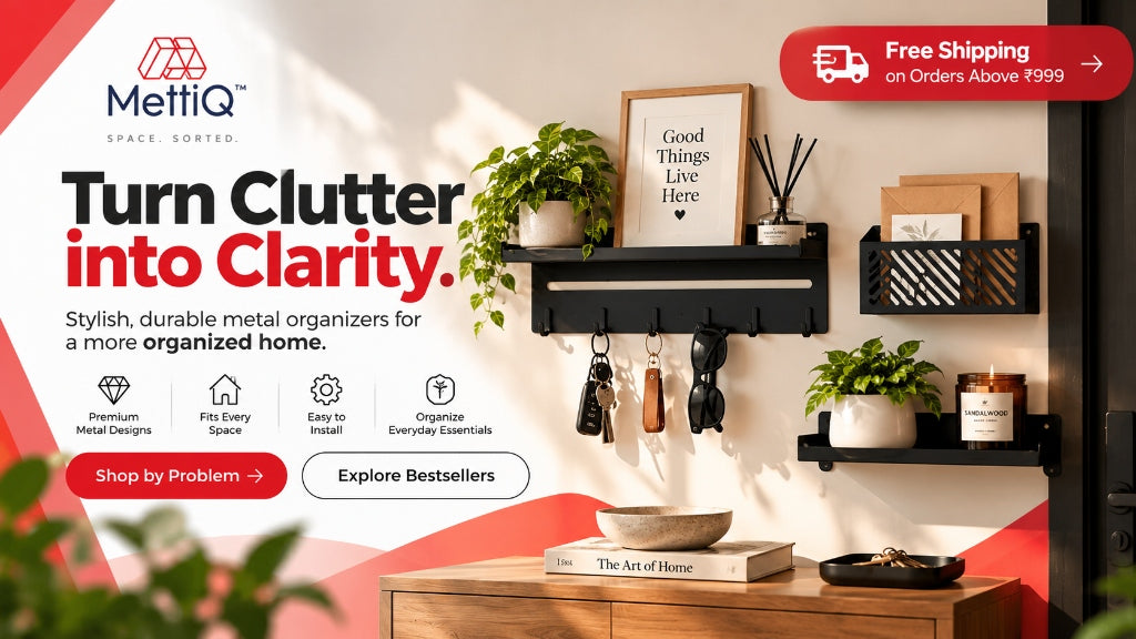 MettiQ — Space. Sorted. Turn Clutter into Clarity. Stylish, durable metal organizers for a more organized home.